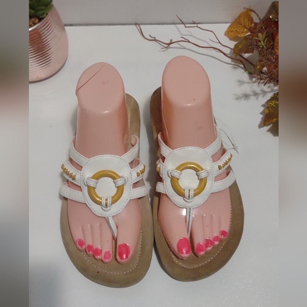 Elegant White and Gold Women's Sandals
